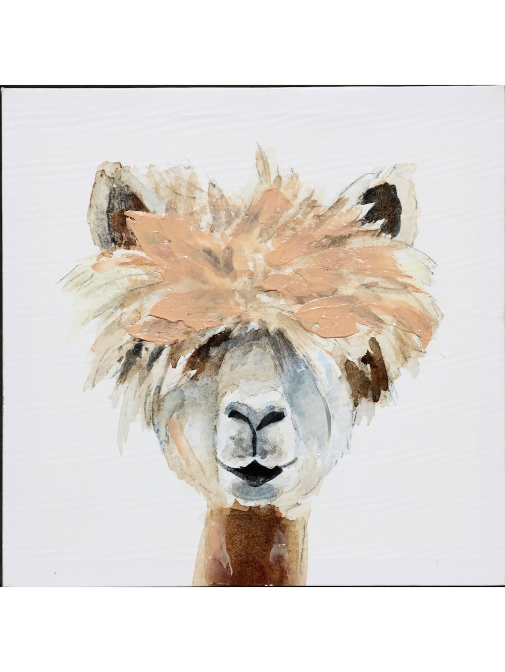 Llama with Bangs by Lanie Loreth print on canvas watercolor